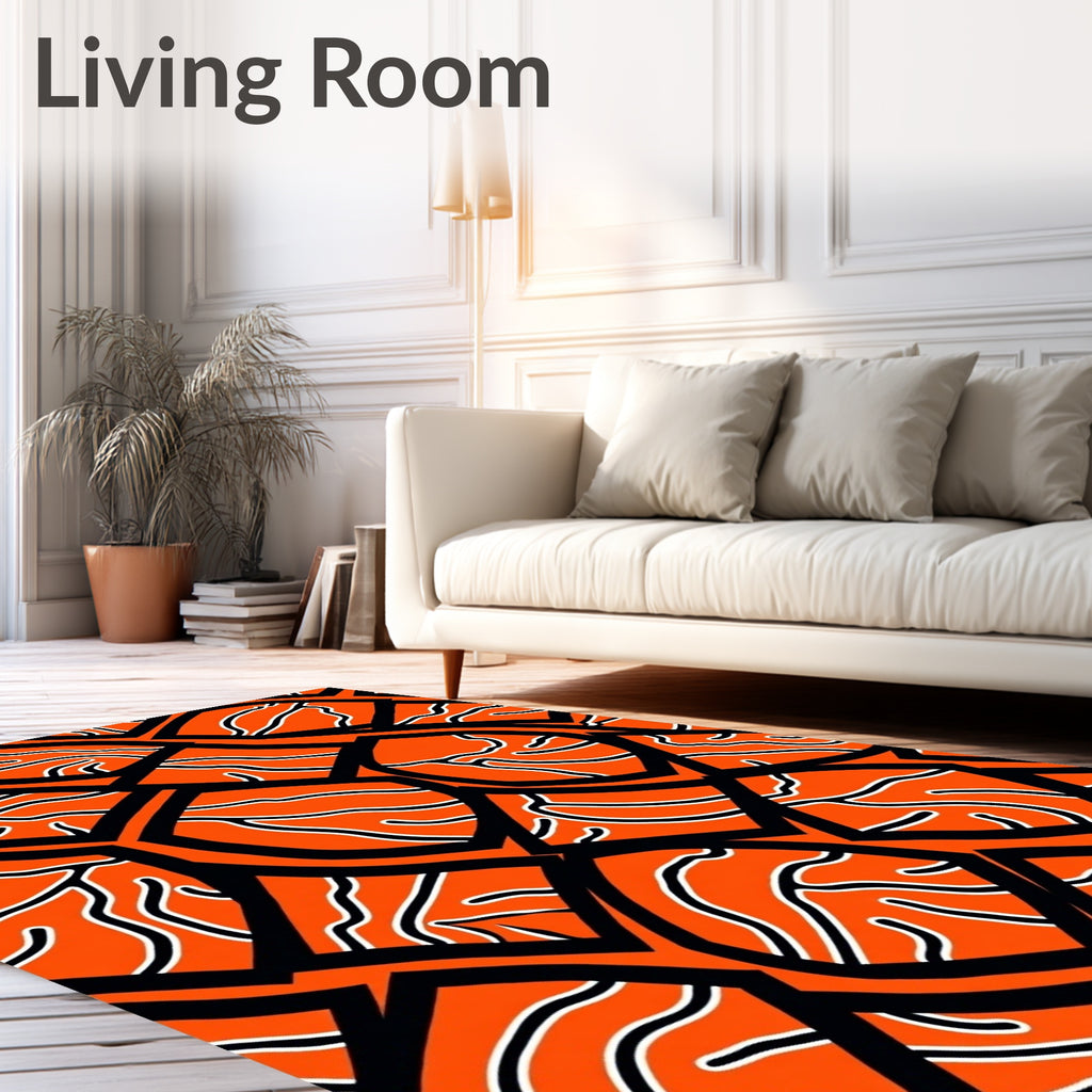 Bold Orange Black Jagged Geometric Rug