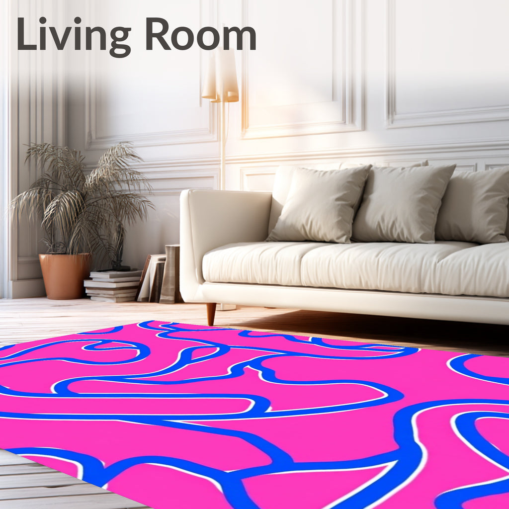 Vibrant Pink Blue Organic Flow Rug