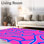 Vibrant Pink Blue Organic Flow Rug
