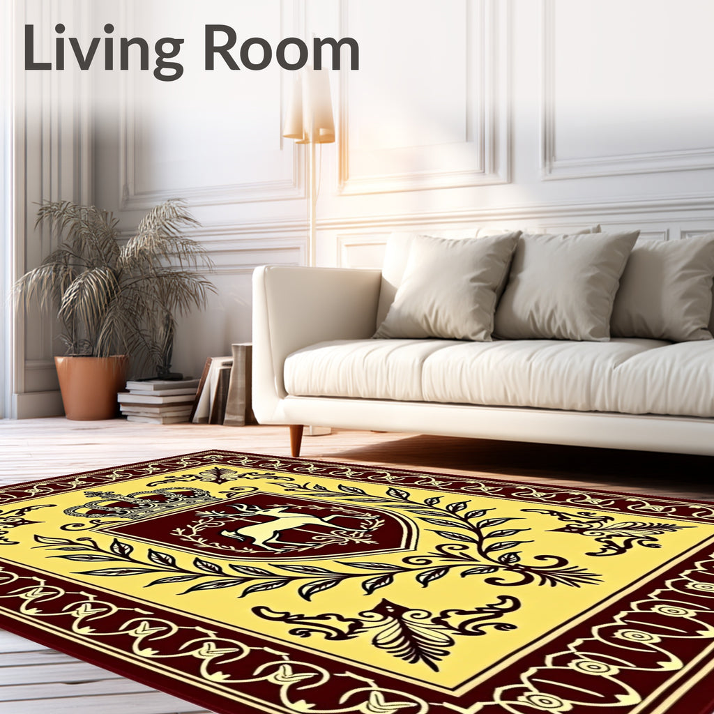 Regal Deer Crest Crown Emblem Rug