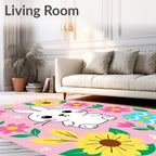 Cute Bunny Amongst Spring Flowers Rug