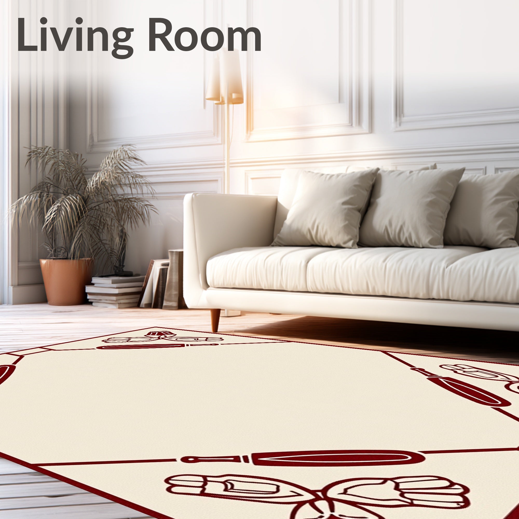 Crimson Baseball Mitt Border Rug