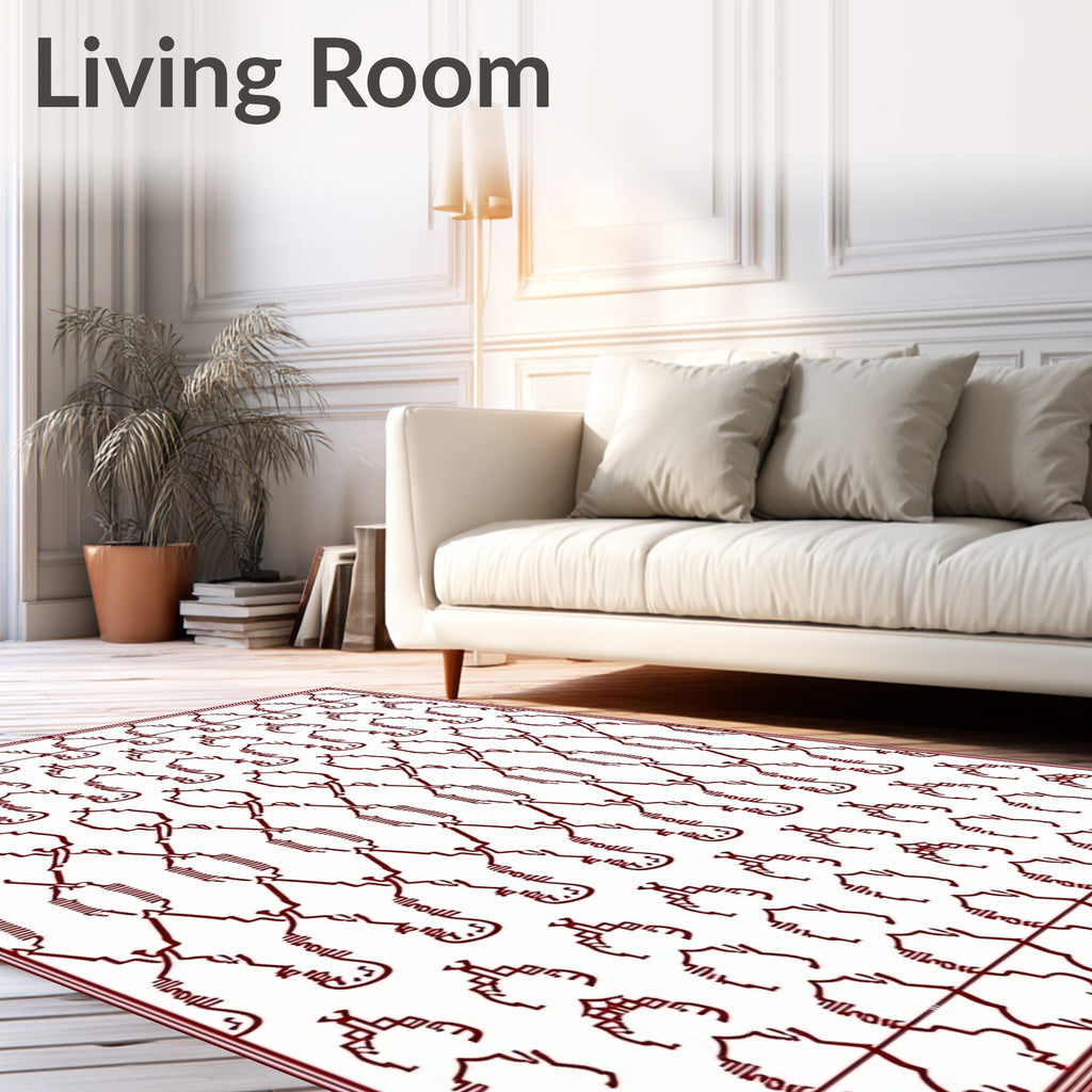 Deep Red Arch Medallion Arrangement Rug