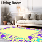 Whimsical Purple Teal Animal Border Rug