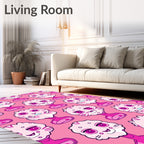 Playful Pink Cat Monster Characters Rug