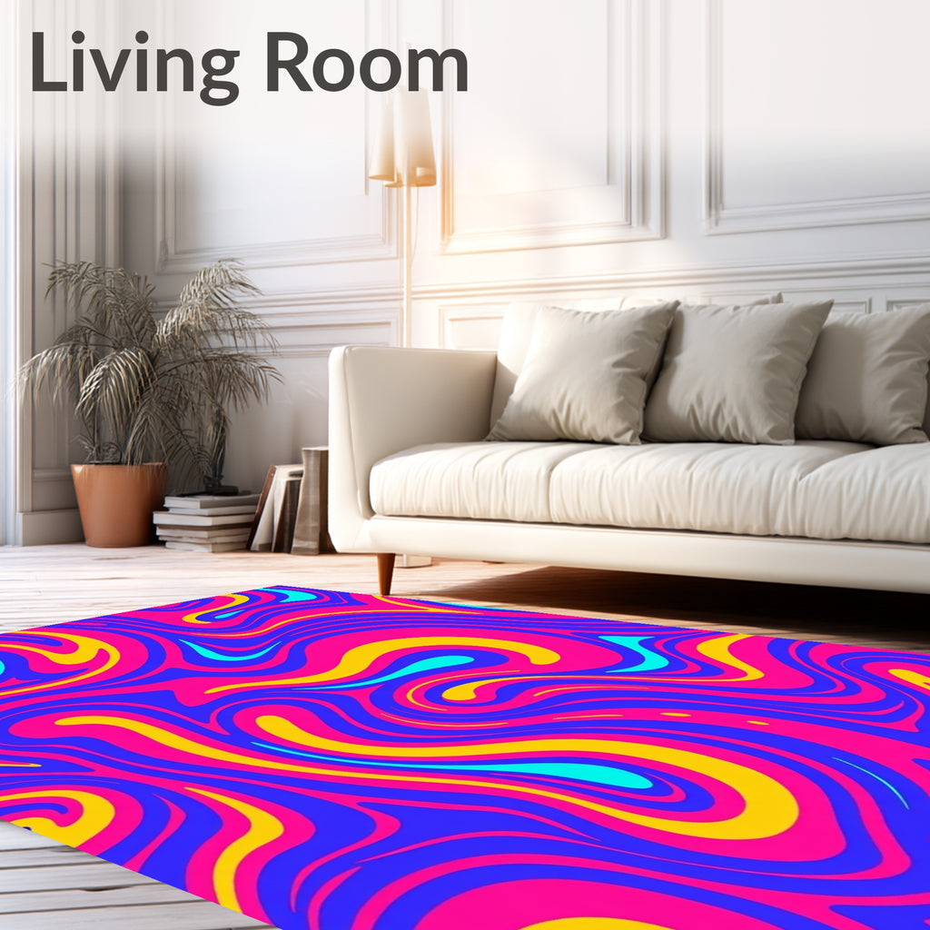 Vibrant Psychedelic Swirl Abstract Rug