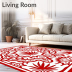 Crimson Floral Medallion Arrangement Rug