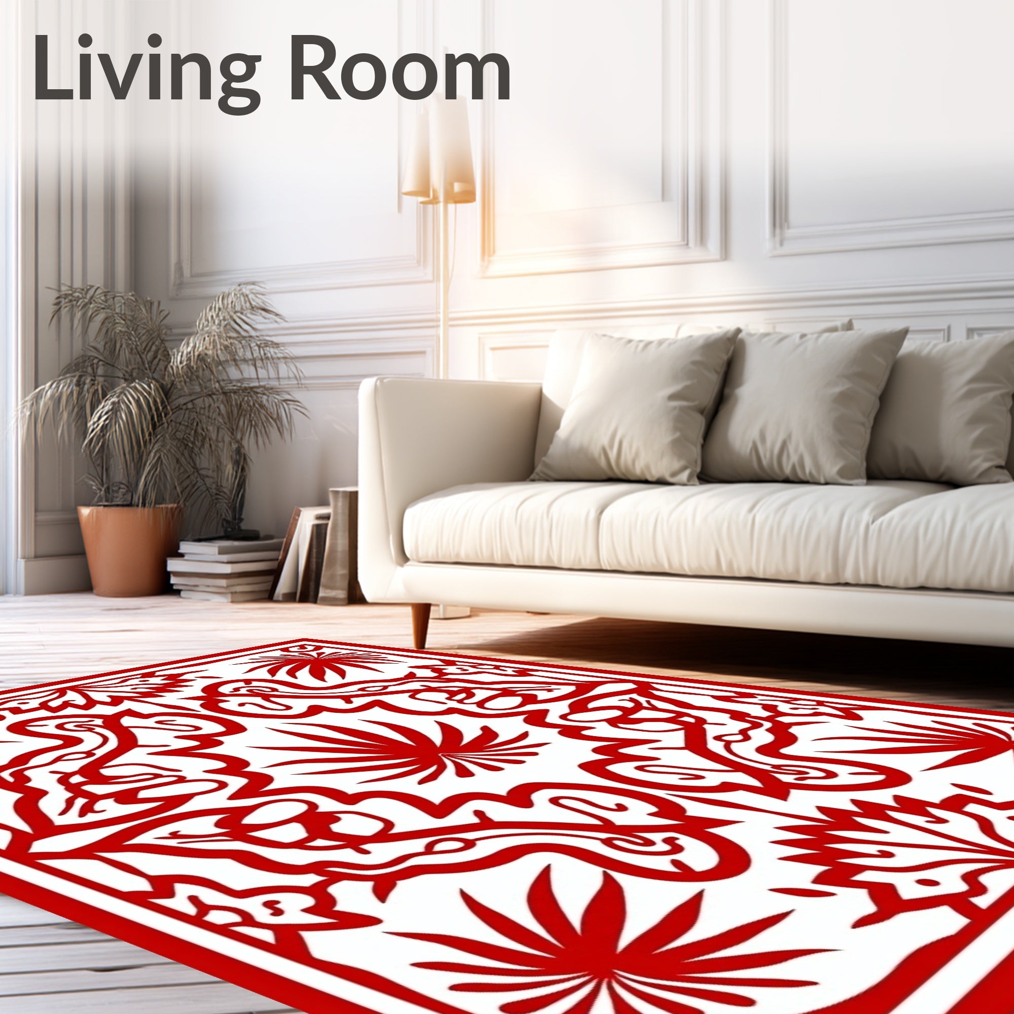 Crimson Floral Medallion Arrangement Rug