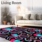 Vibrant Pink Turquoise Octopus Swirl Rug