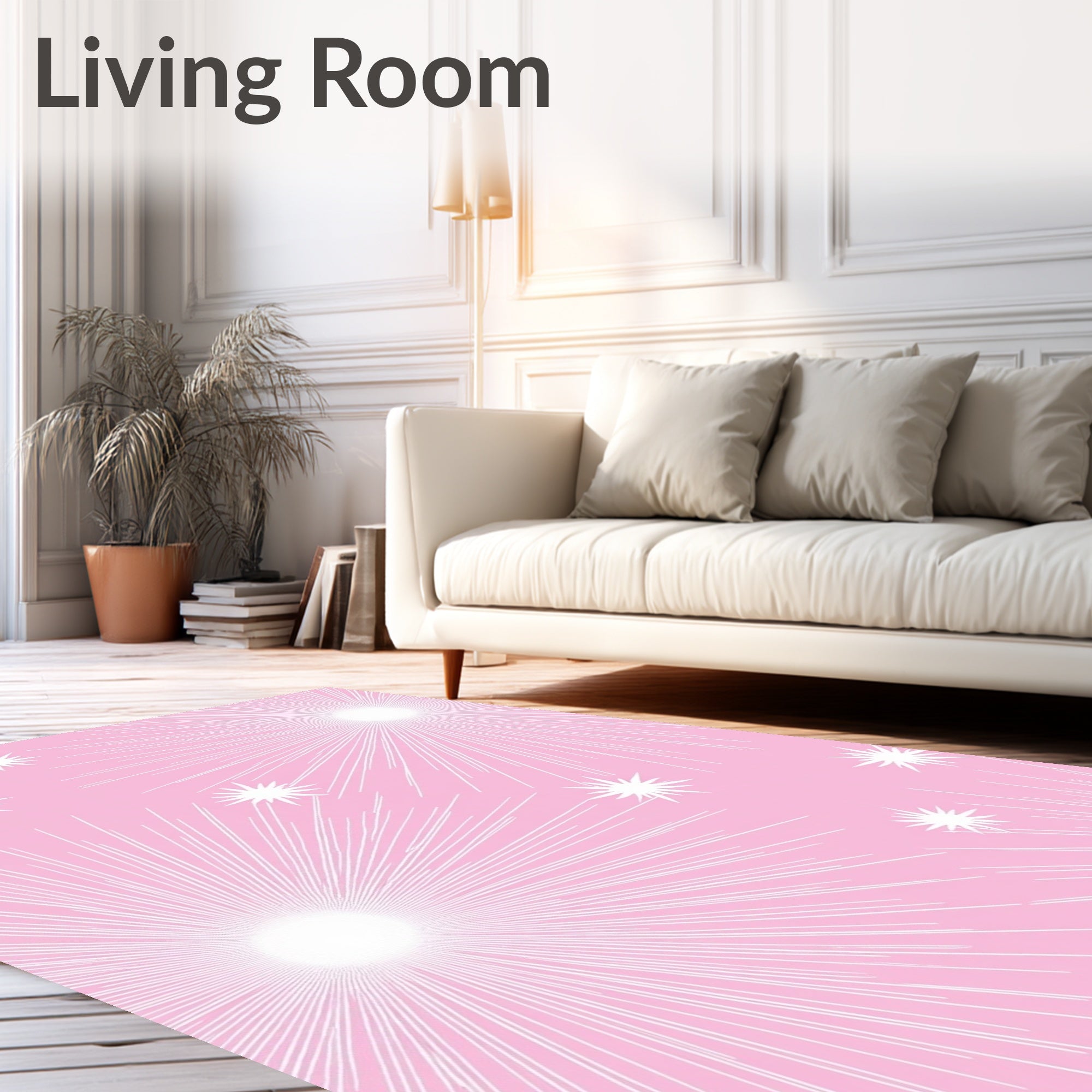 Pink Sparkle Burst Sunburst Rug