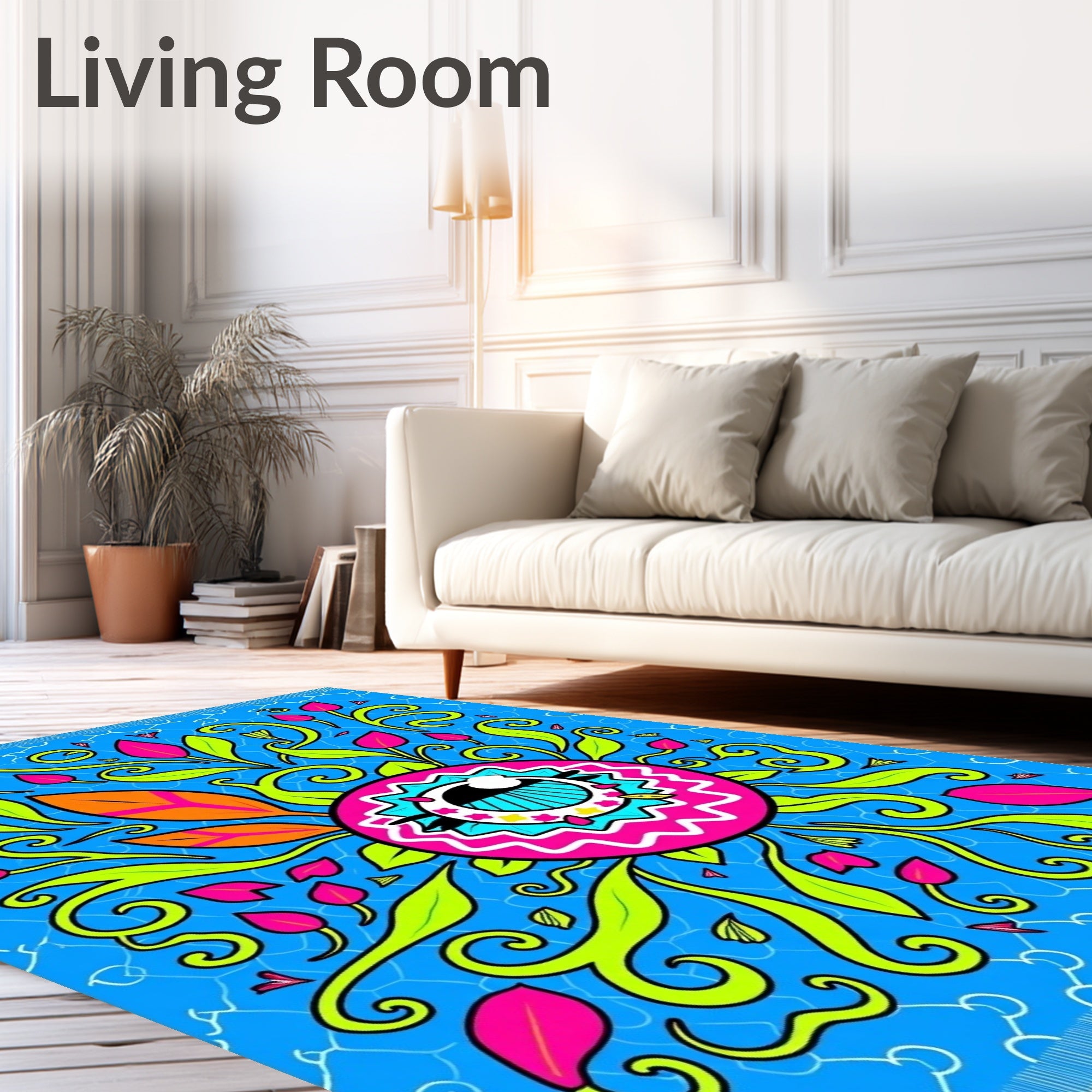 Vibrant Eye Flower Swirl Rug