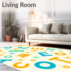Playful Alphabet Owl Flower Collage Rug