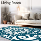 Deep Teal Scrollwork Medallion Rug