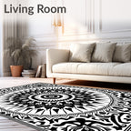 Monochromatic Radial Heart Border Rug