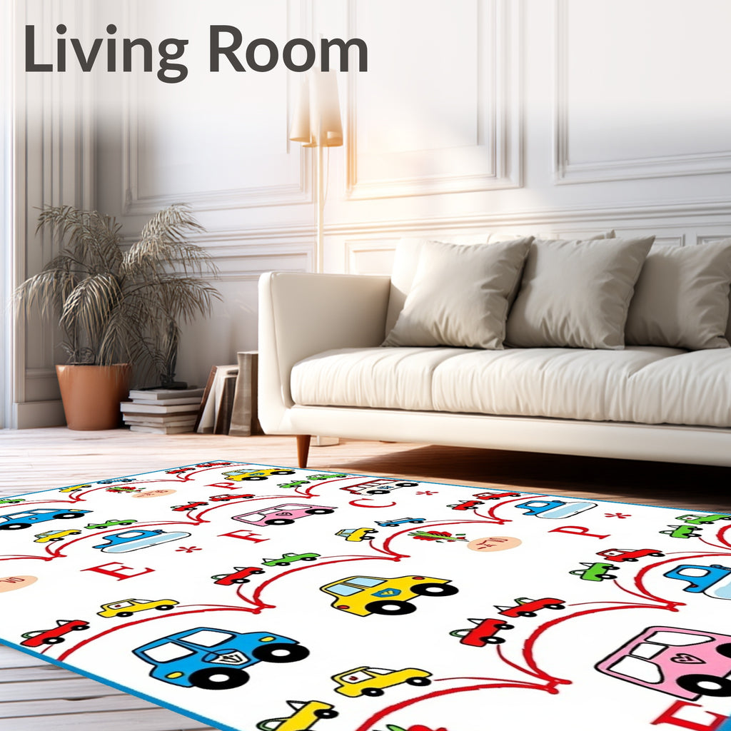 Whimsical Red Arch Car Collection Rug