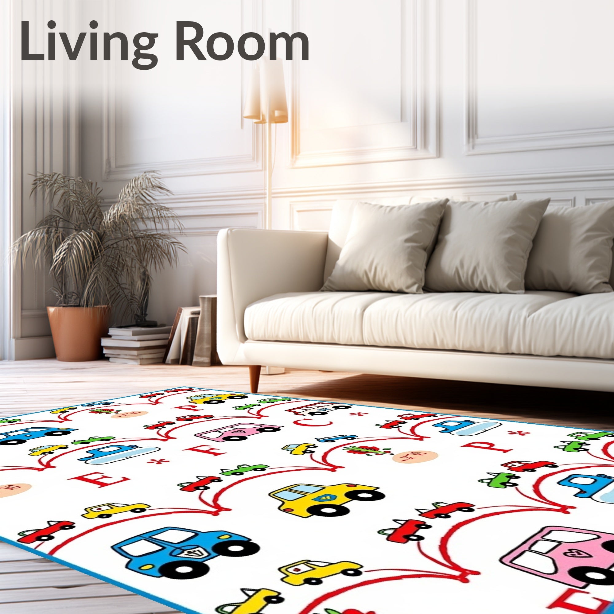 Whimsical Red Arch Car Collection Rug