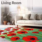 Vibrant Red Poppy Field Rug