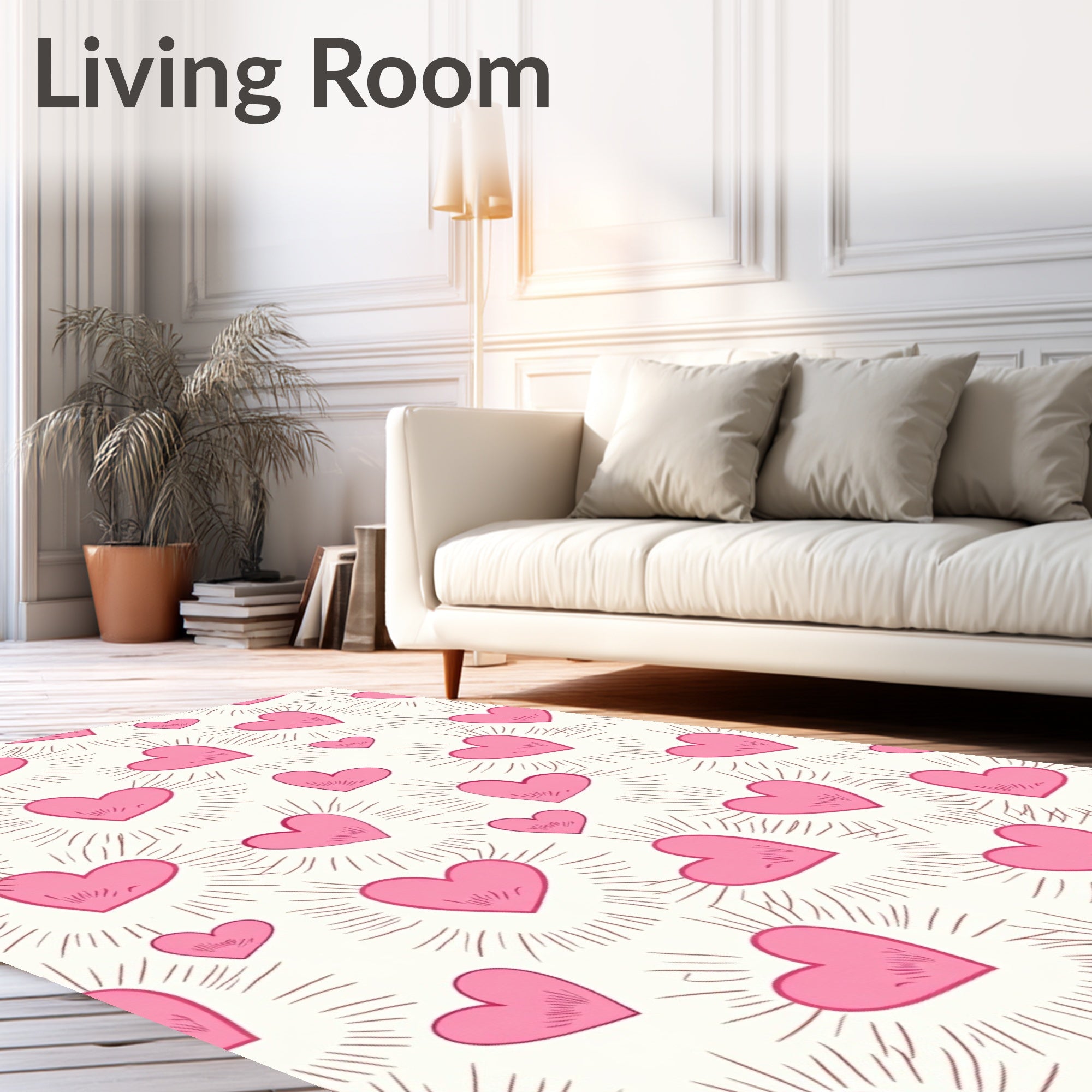 Pink Hearts Bursting With Love Rug