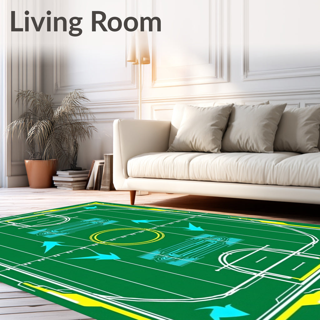 Green Turquoise Yellow Geometric Field Rug