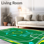 Green Turquoise Yellow Geometric Field Rug