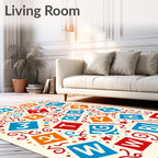 Red Blue Orange Alphabet Celebration Rug