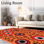 Vibrant Red Floral Vine Accents Rug