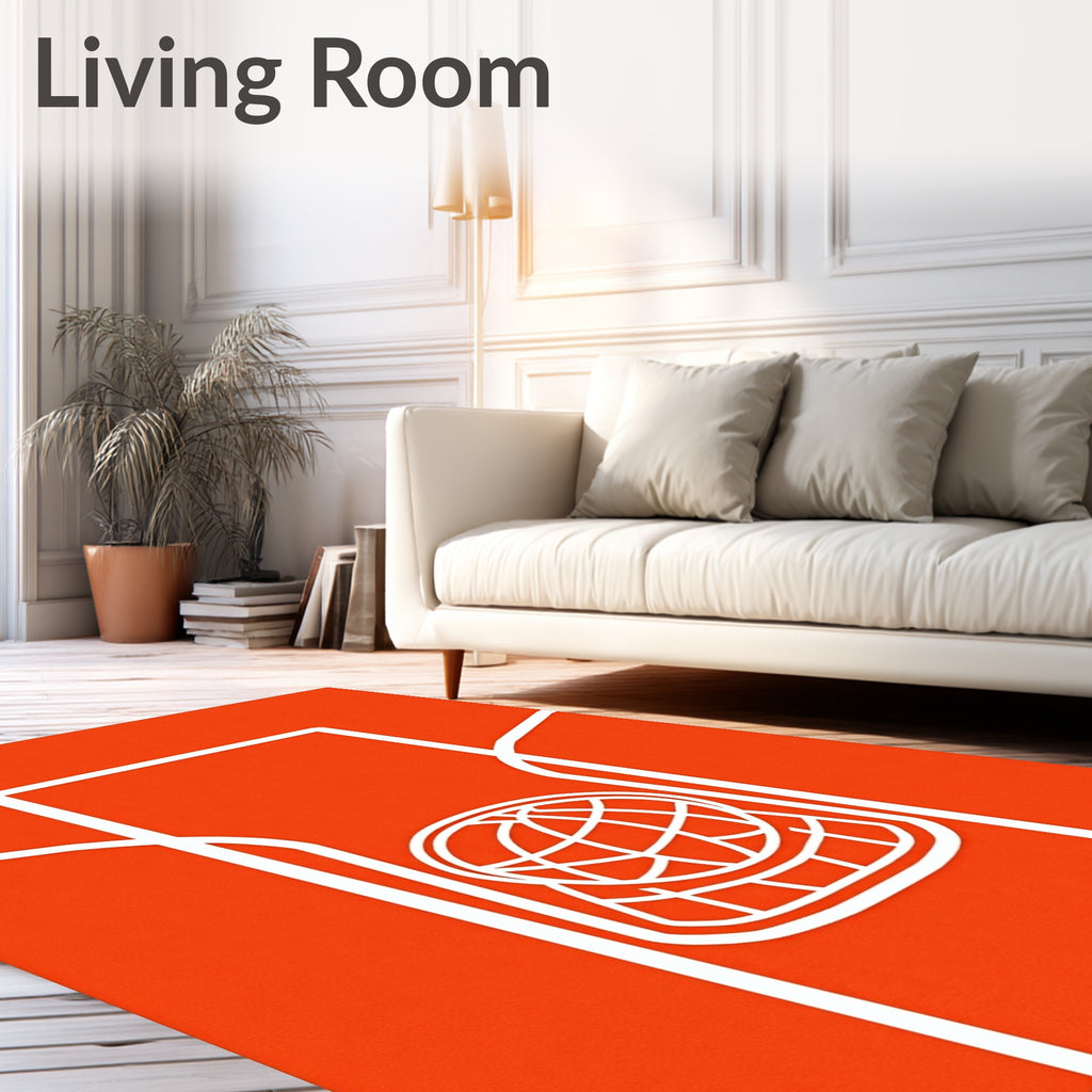 Vivid Orange Globe Outline Rug