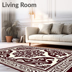 Deep Maroon Ornate Medieval TapestryRug Rug