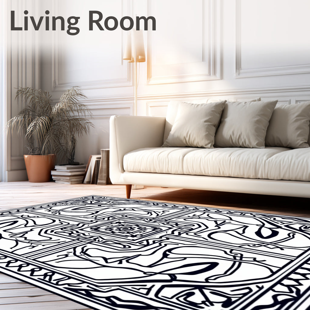 Black White Abstract Symmetry Rug