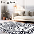 Black White Abstract Symmetry Rug