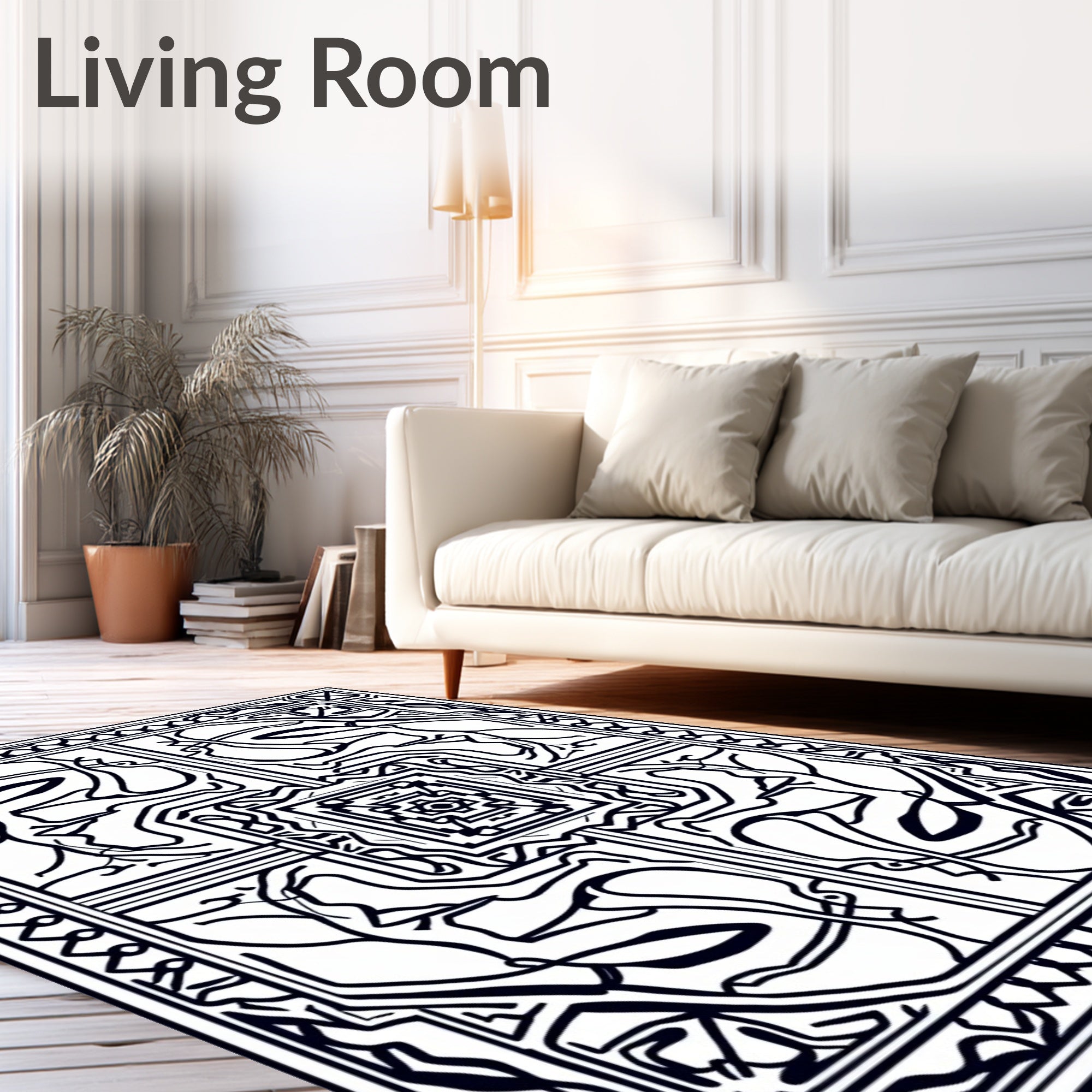 Black White Abstract Symmetry Rug