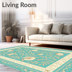 Teal Sea Turtle Coral Marine Life Rug