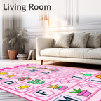 Pink Floral Sun Potted Plant Layout Rug