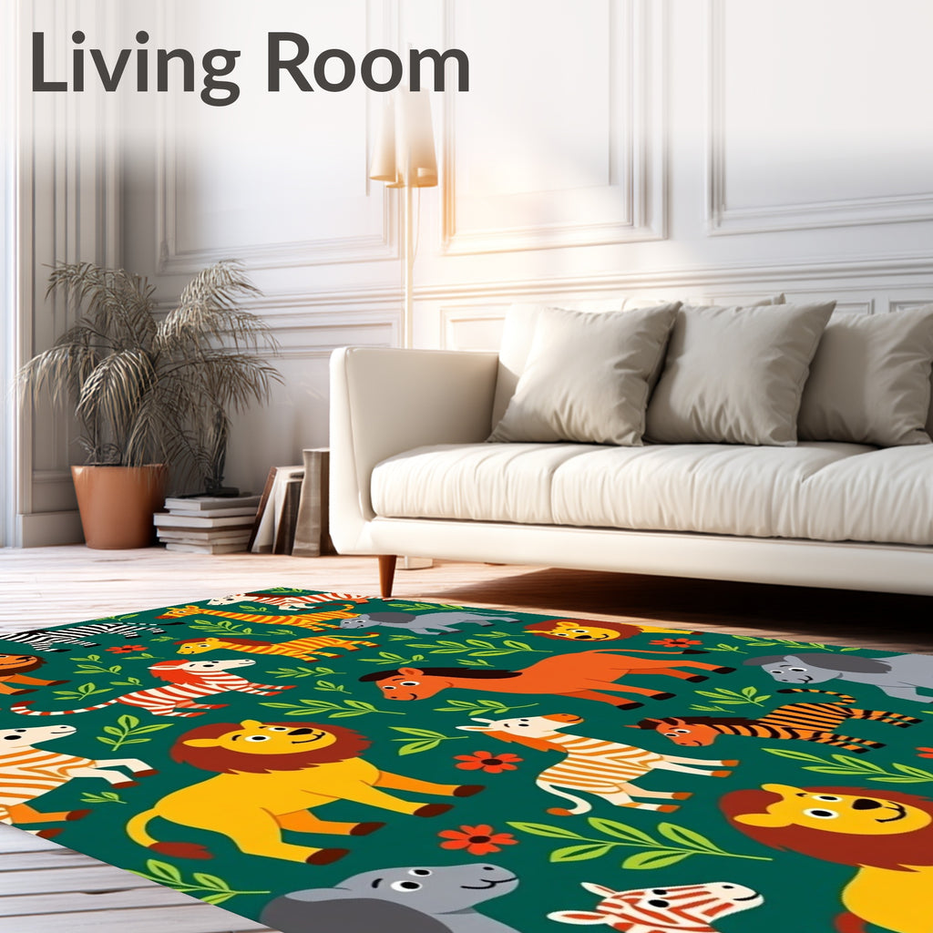 Playful Jungle Animals Medley Rug