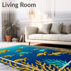 Golden Turtles In Deep Blue Sea Rug