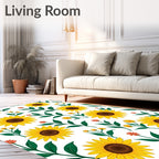 Yellow Sunflower Garden Botanical Meadow Rug