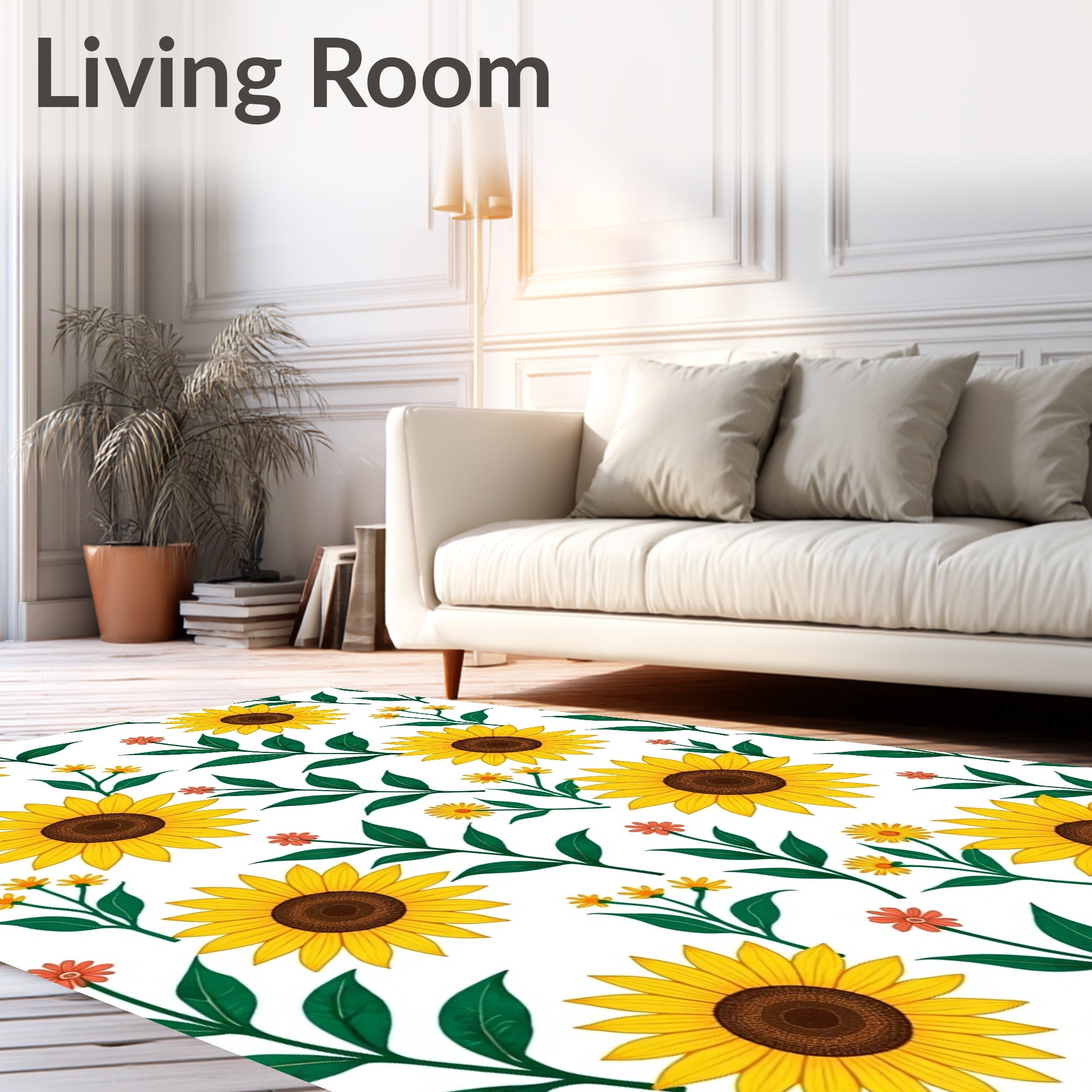 Yellow Sunflower Garden Botanical Meadow Rug