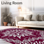 Cranberry White Mandala Garden Rug