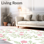 Delicate Pink Floral Botanical Arrangement Rug