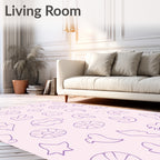 Purple Outline Fossil Shapes Rug