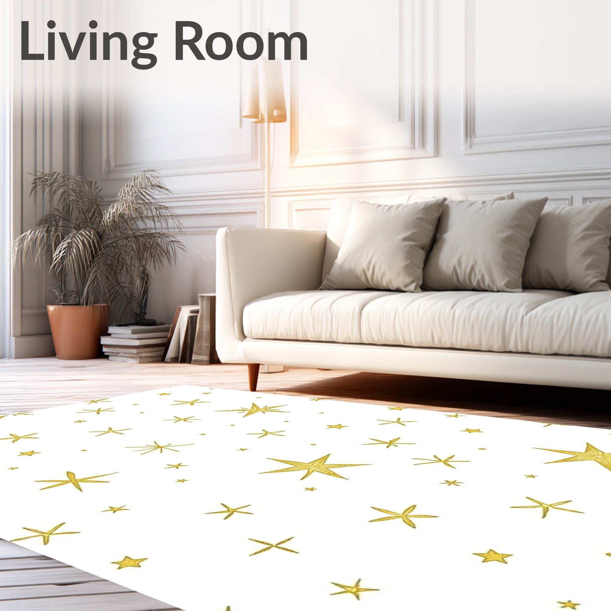 Golden Scattered Stars Rug