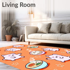 Cute Pink Bears with Ramen Bowls Rug