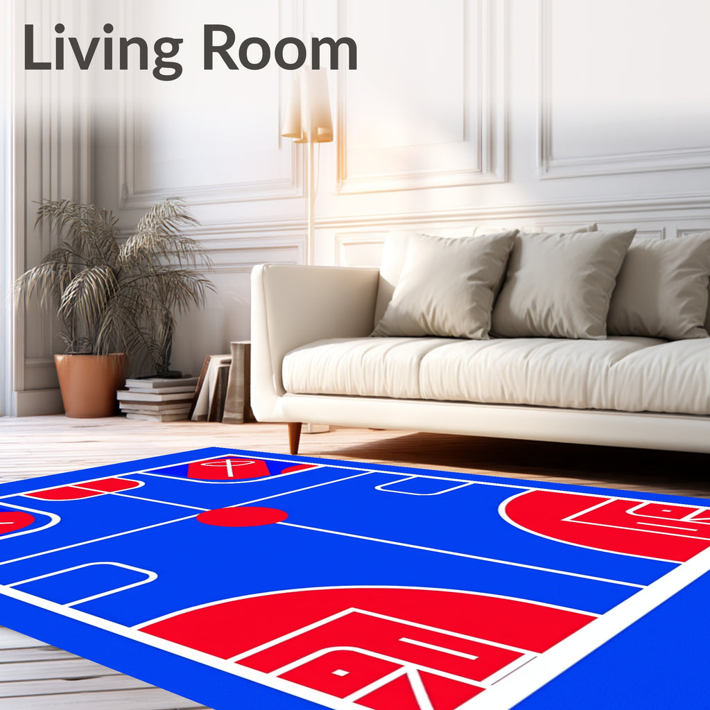 Bold Blue Red Court Lines Rug