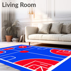 Bold Blue Red Court Lines Rug
