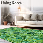 Verdant Jungle Elephants Tropical Foliage Rug