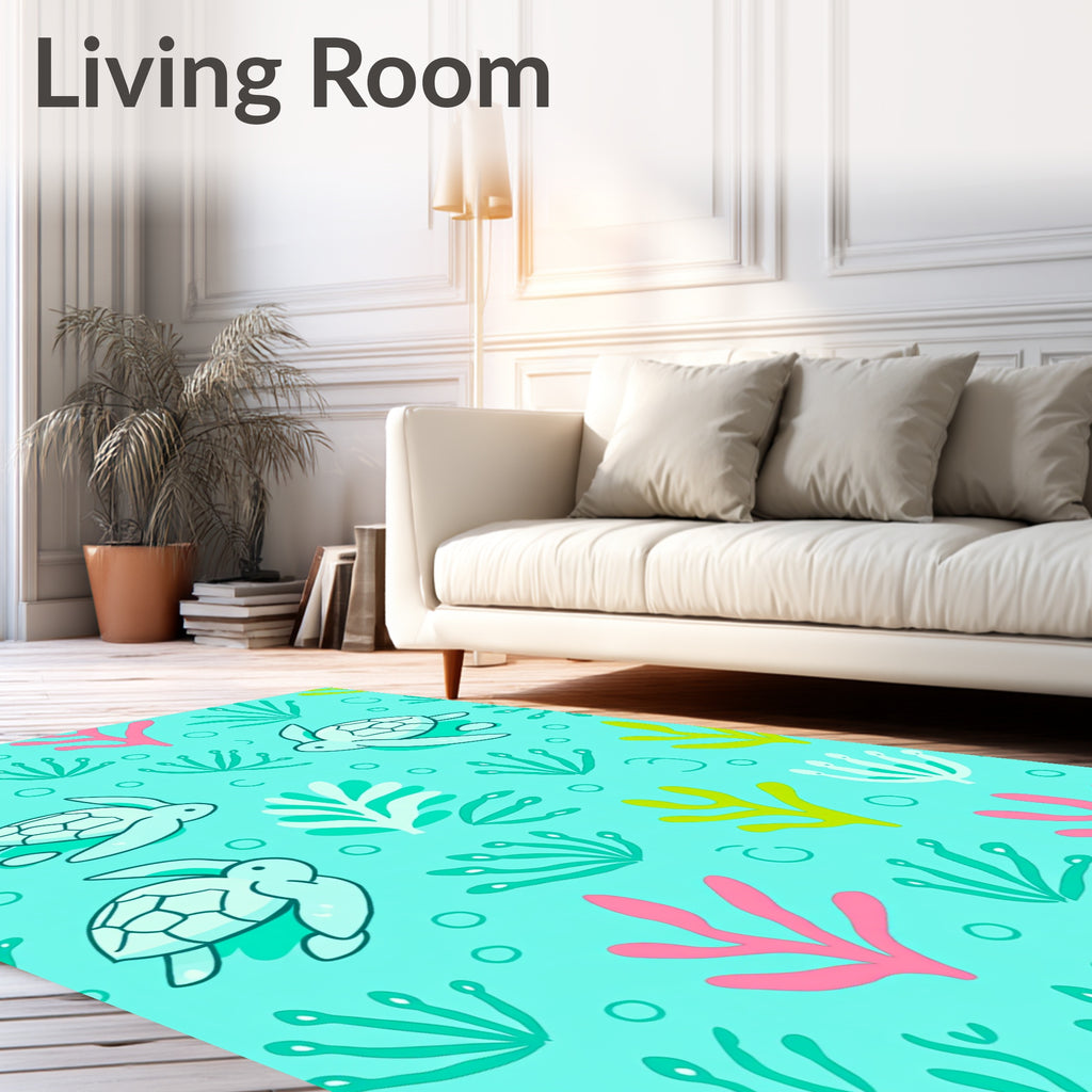 Sea Turtle Coral Reef Whimsy Rug