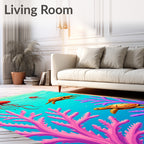 Ocean Coral Jellyfish Turtle Scene Rug