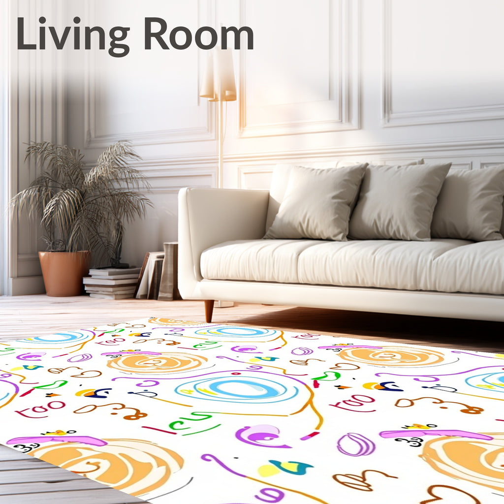 Playful Abstract Strokes Whimsical Circles Rug