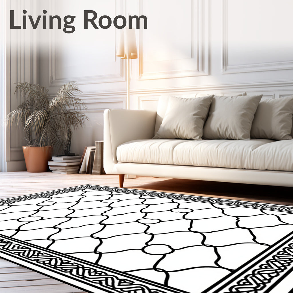 Monochromatic Interlocking Lattice Border Rug