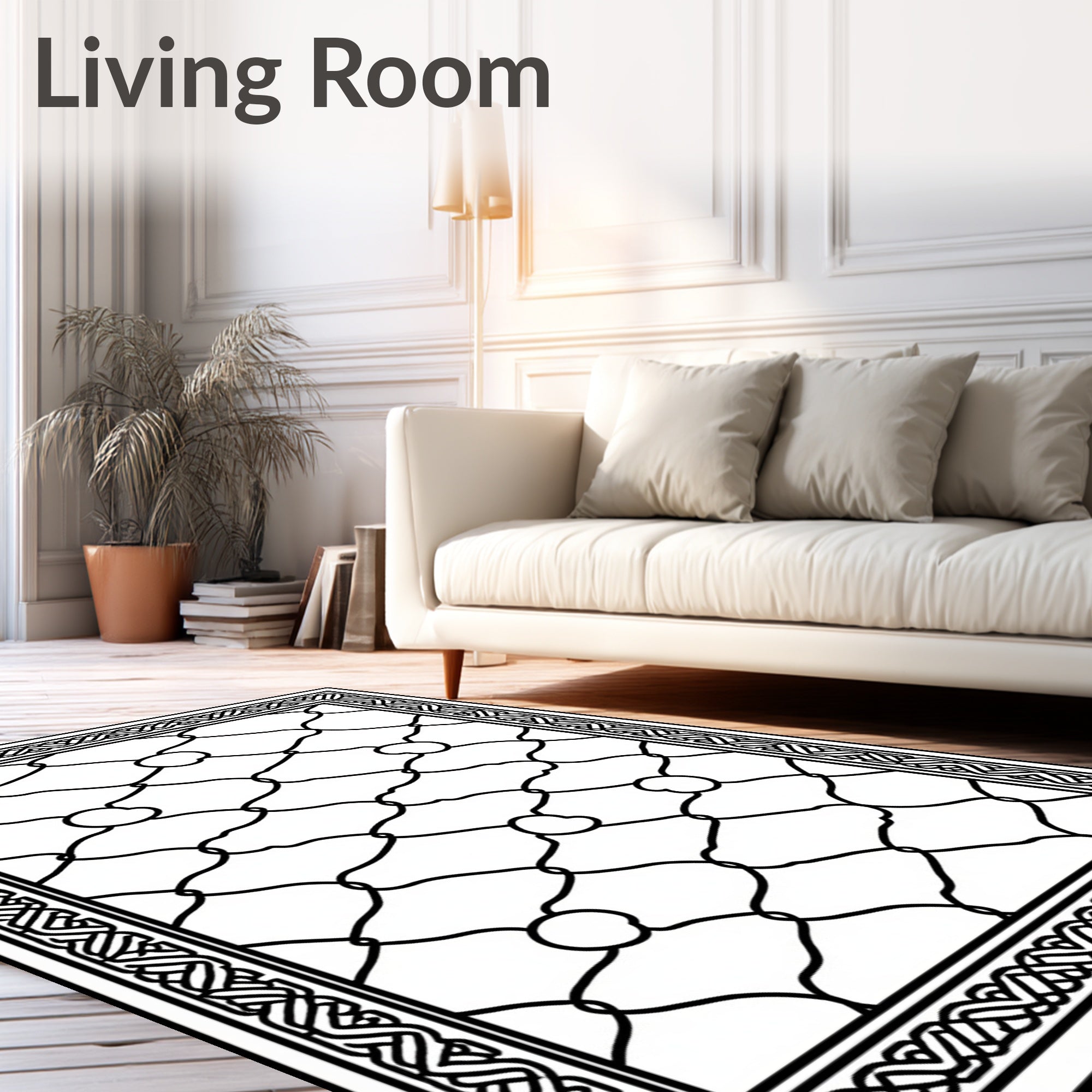 Monochromatic Interlocking Lattice Border Rug